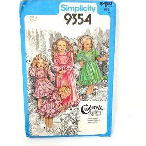 Vintage Simplicity 9354 Cinderella Clothing Ruffle Dress Patterns Child Size 5